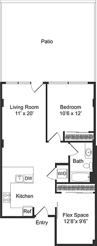 Floor plan One Bedroom Large Flex E2