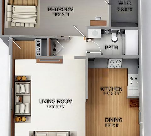 Huge bedroom, living room and walk in closet.