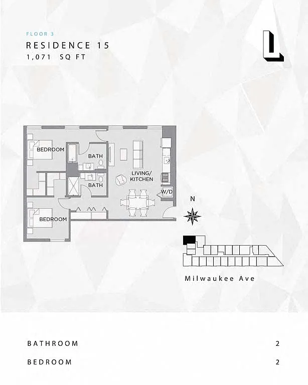 Floor plan 2 Bedroom - 2 Bathroom