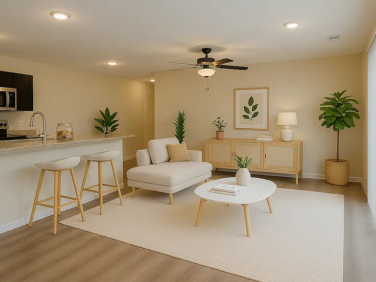 Living room virtually staged