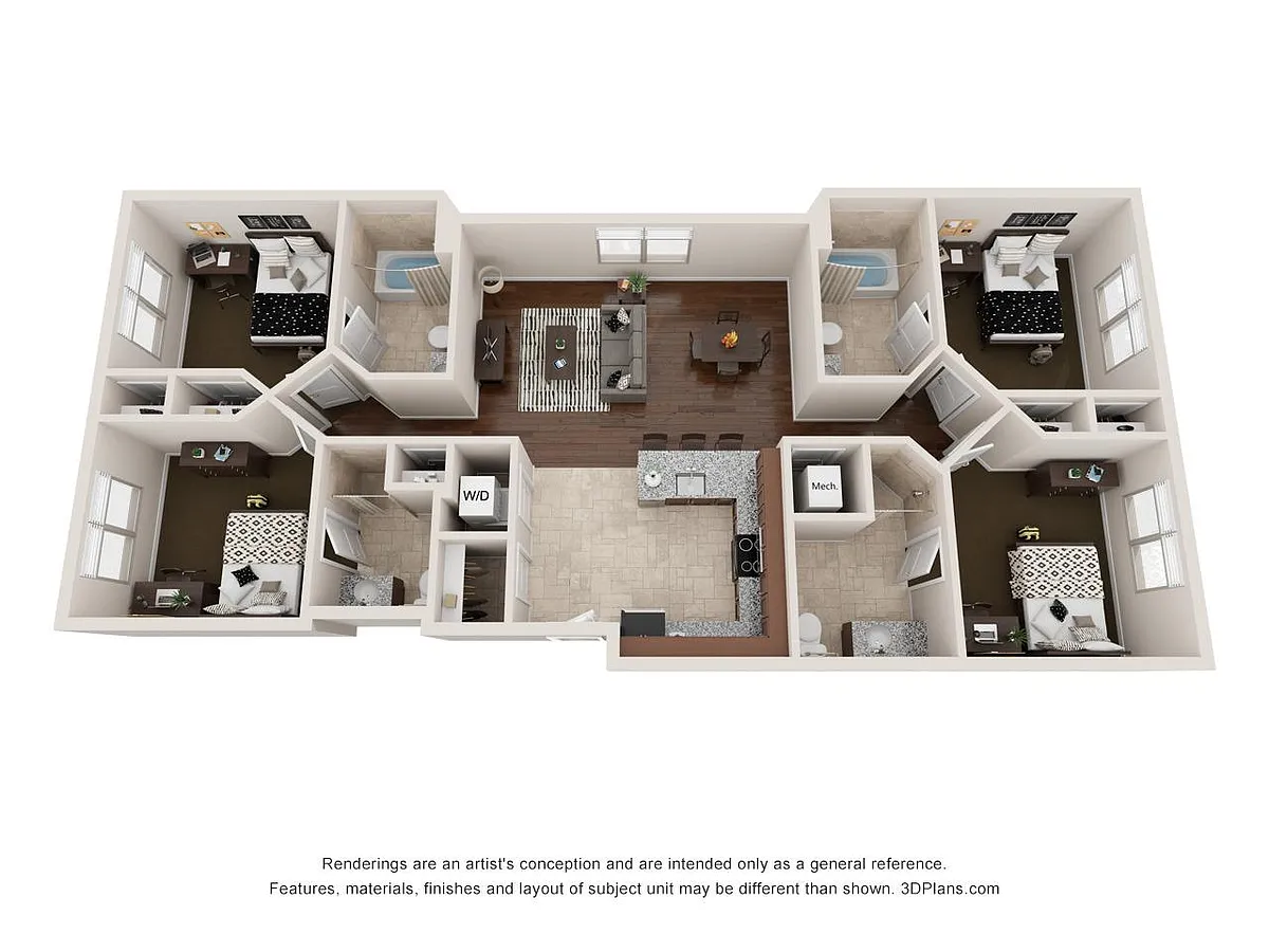 Floor plan Private Bedroom 4 x 4