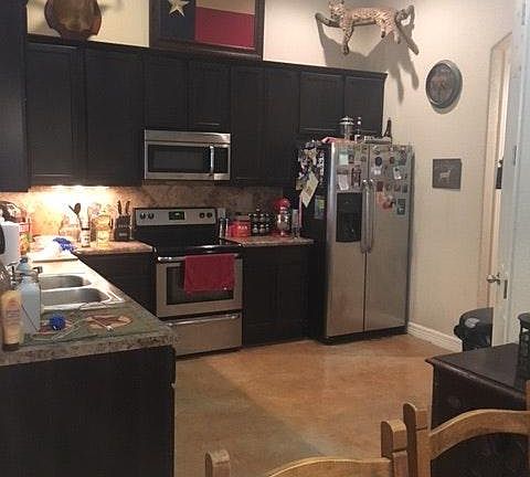 View of kitchen from dining room