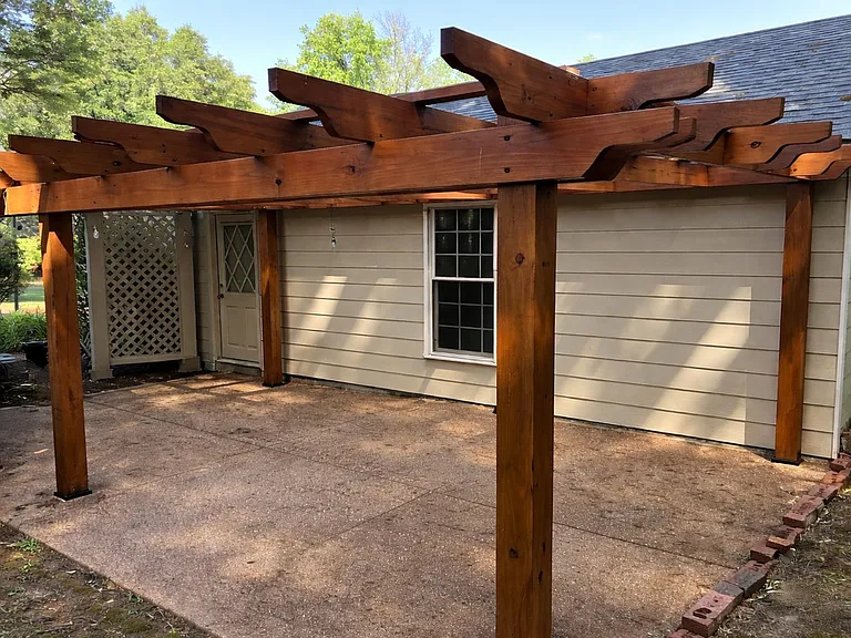 Patio with Pergola off of Garage and Kitchen (Approx. 23 x 12)