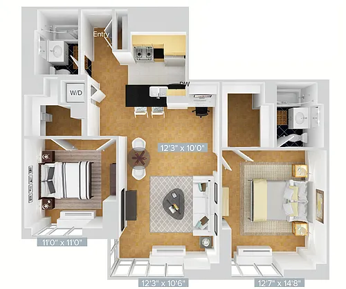 Floor plan B2-1037-2bath-upgrade