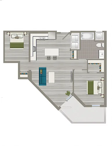 Floor plan 1Den-B