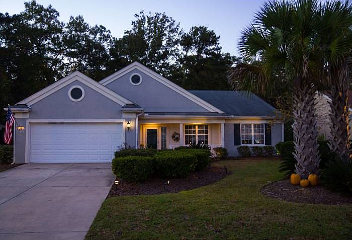 Front of house at dusk