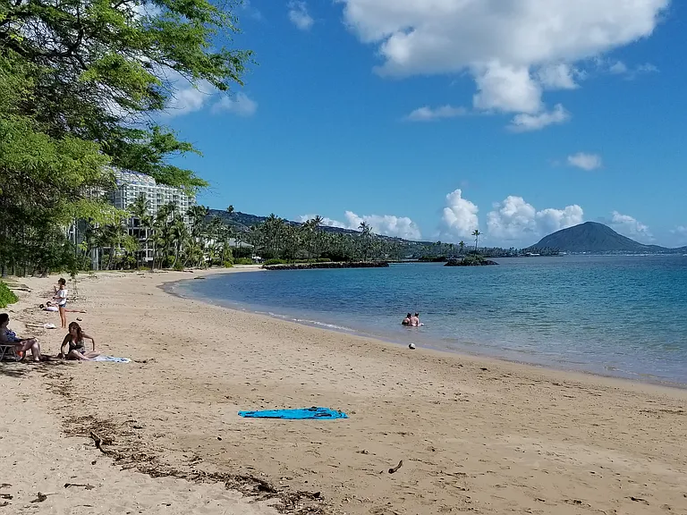 Beach is just 5 mins away by the Kahala Hotel.