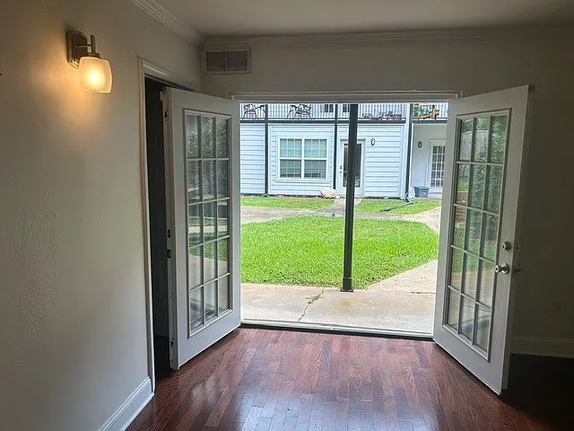 Back doors to courtyard and private patio