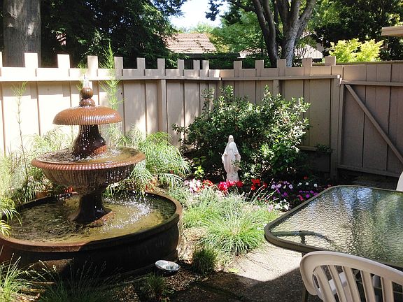 Fountain and rear patio