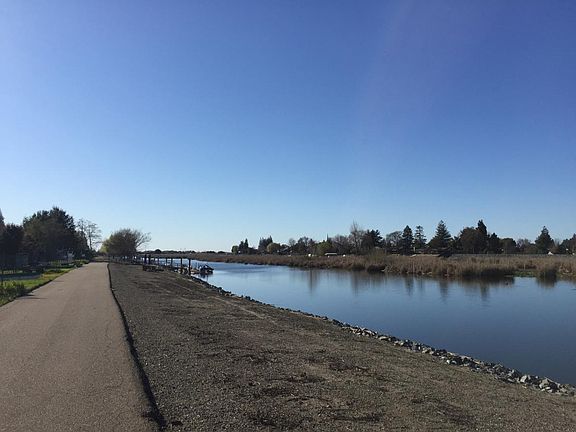 private beach and trail