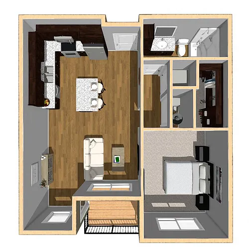 Floor plan B 743 SF