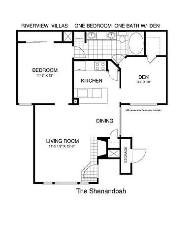 Floor plan One Bedroom with Den- Call for Availability