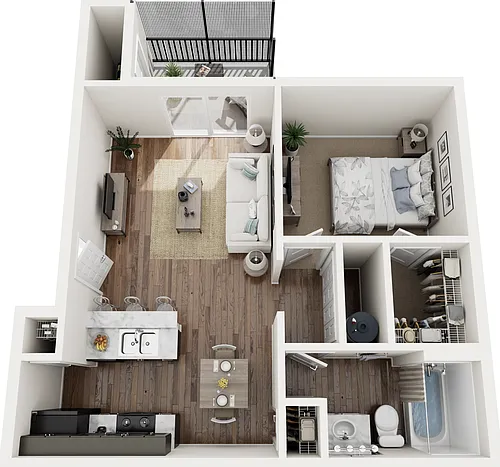 Floor plan A1 - 1 Bed | 1 Bath | Standard