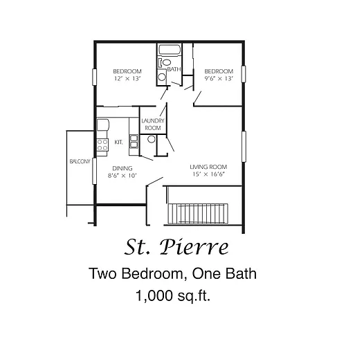 Floor plan 2Bd/1Ba Lg Up W/D