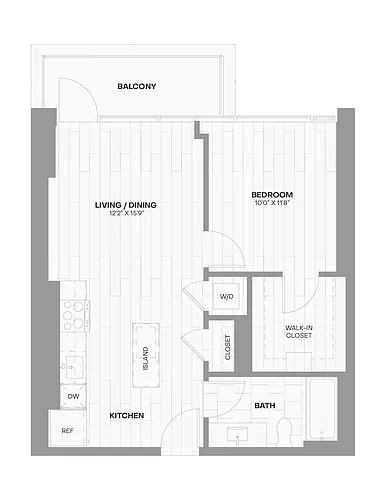 Floor plan 1 Bed/1 Bath 514