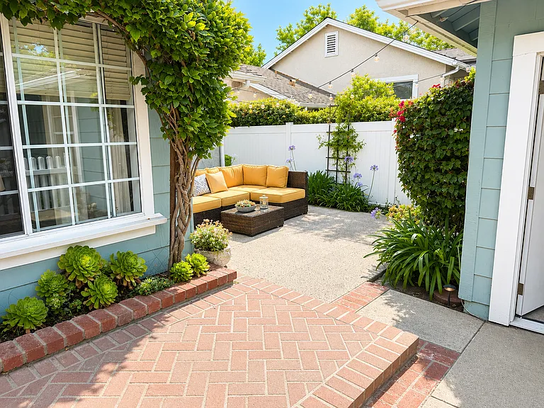 spacious front courtyard
