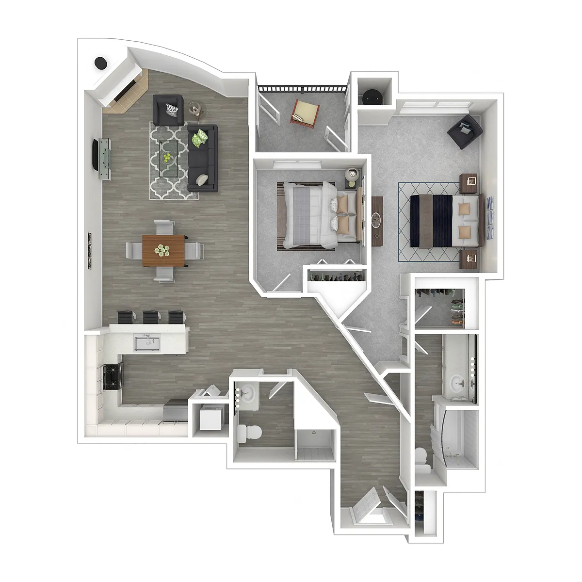 Floor plan 2 Bed, 2 Bath F