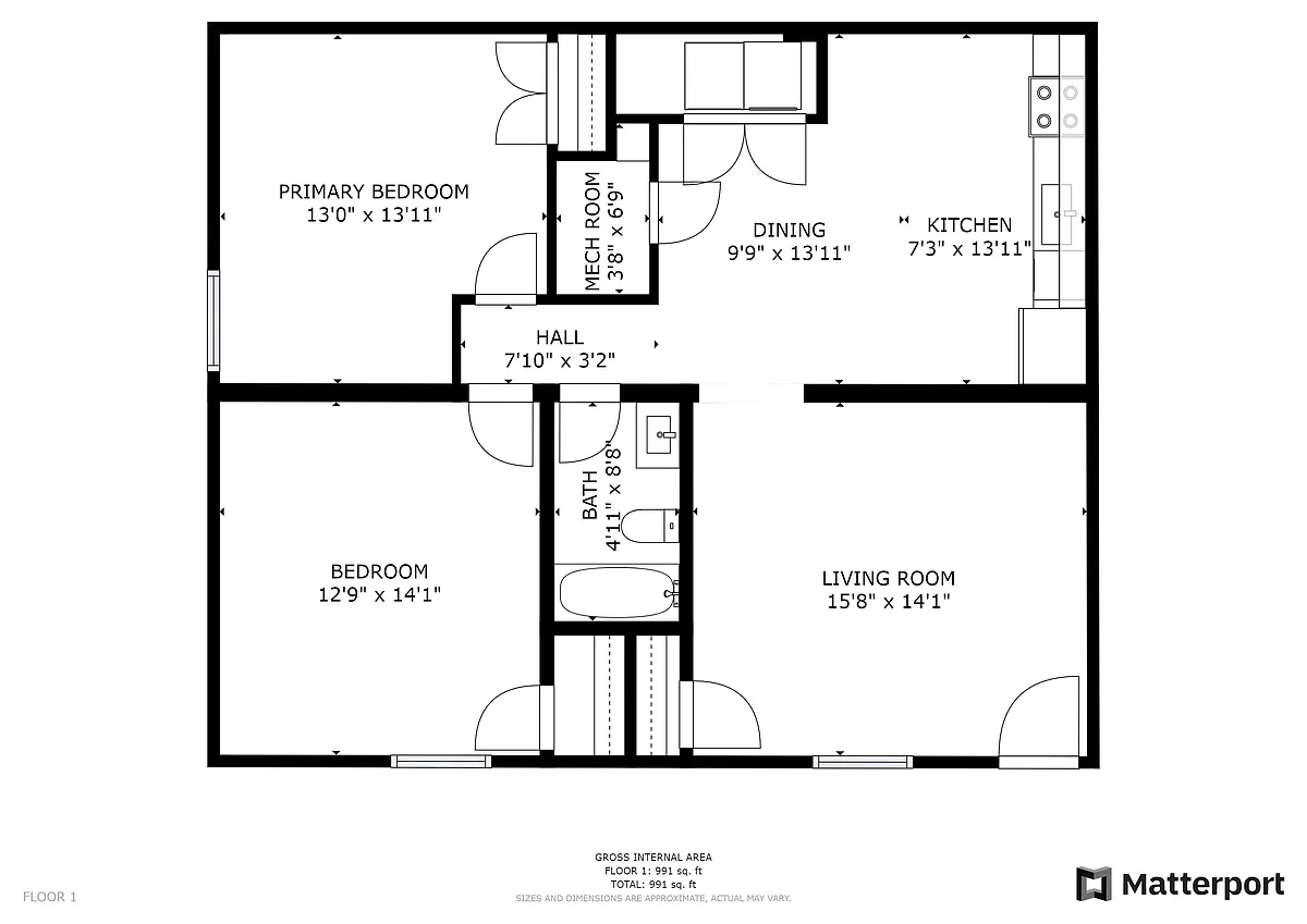 Floor plan 2 Bedroom Garden Apartment