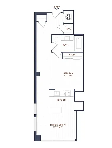 Floor plan 1 Bed/1 Bath-A04