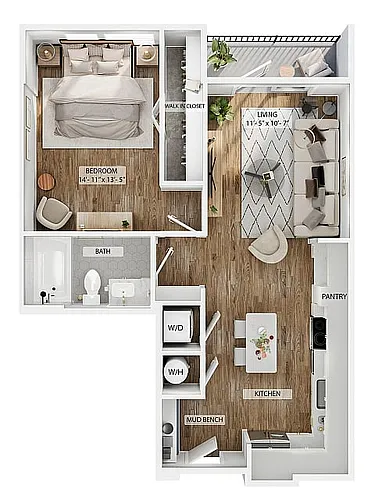 Floor plan 1BR/1BA - A2