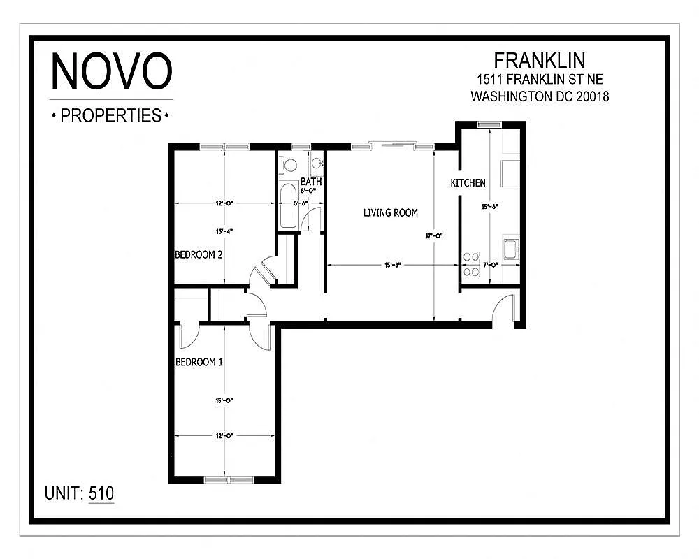 Floor plan Standard 2Bedroom/1Bath