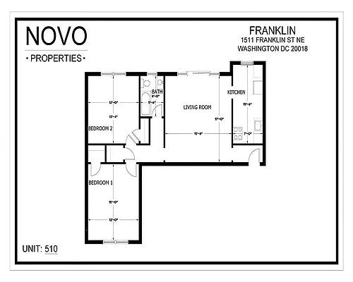 Floor plan Standard 2Bedroom/1Bath