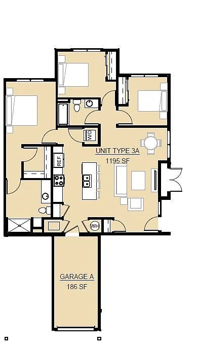 Floor plan 3 Bed 2 Bath