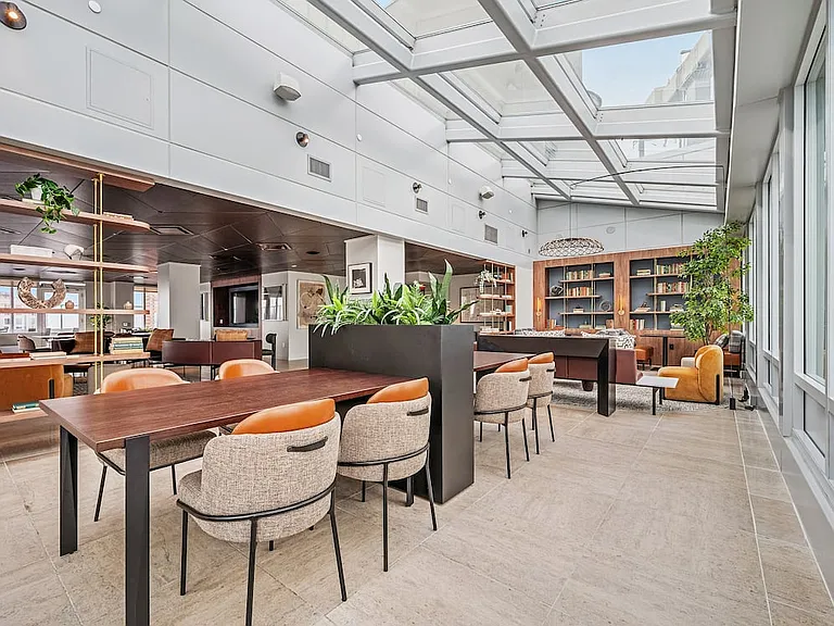 Rooftop lounge with coworking spaces