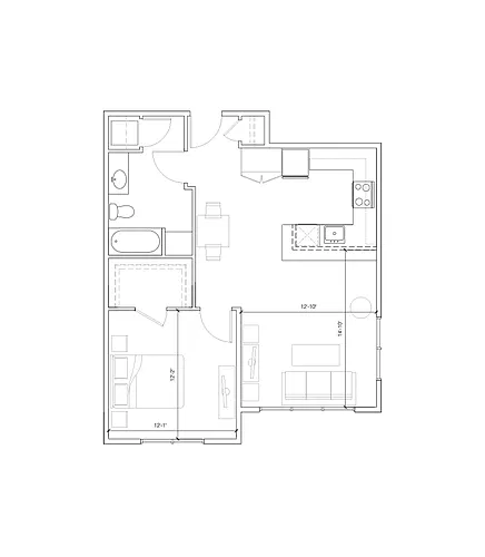 Floor plan Hub 9 - 1x1 A