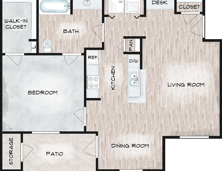 A1 One Bedroom Floorplan Diagram