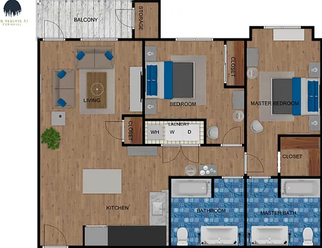 Two Bedroom 2D Floor Plan Two Bedroom 2D Floor Plan