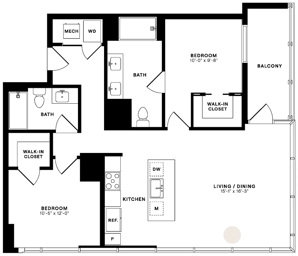Floor plan 2 Bed/2 Bath-2A-ALT