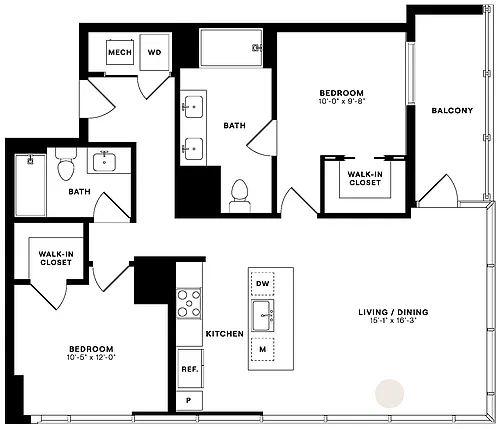 Floor plan 2 Bed/2 Bath-2A-ALT