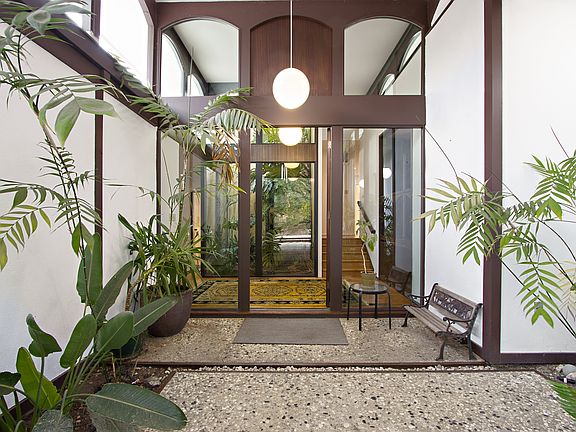 Entrance with arched detailing