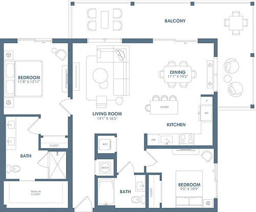 Floor plan 2 Bed /2 Bath-B3