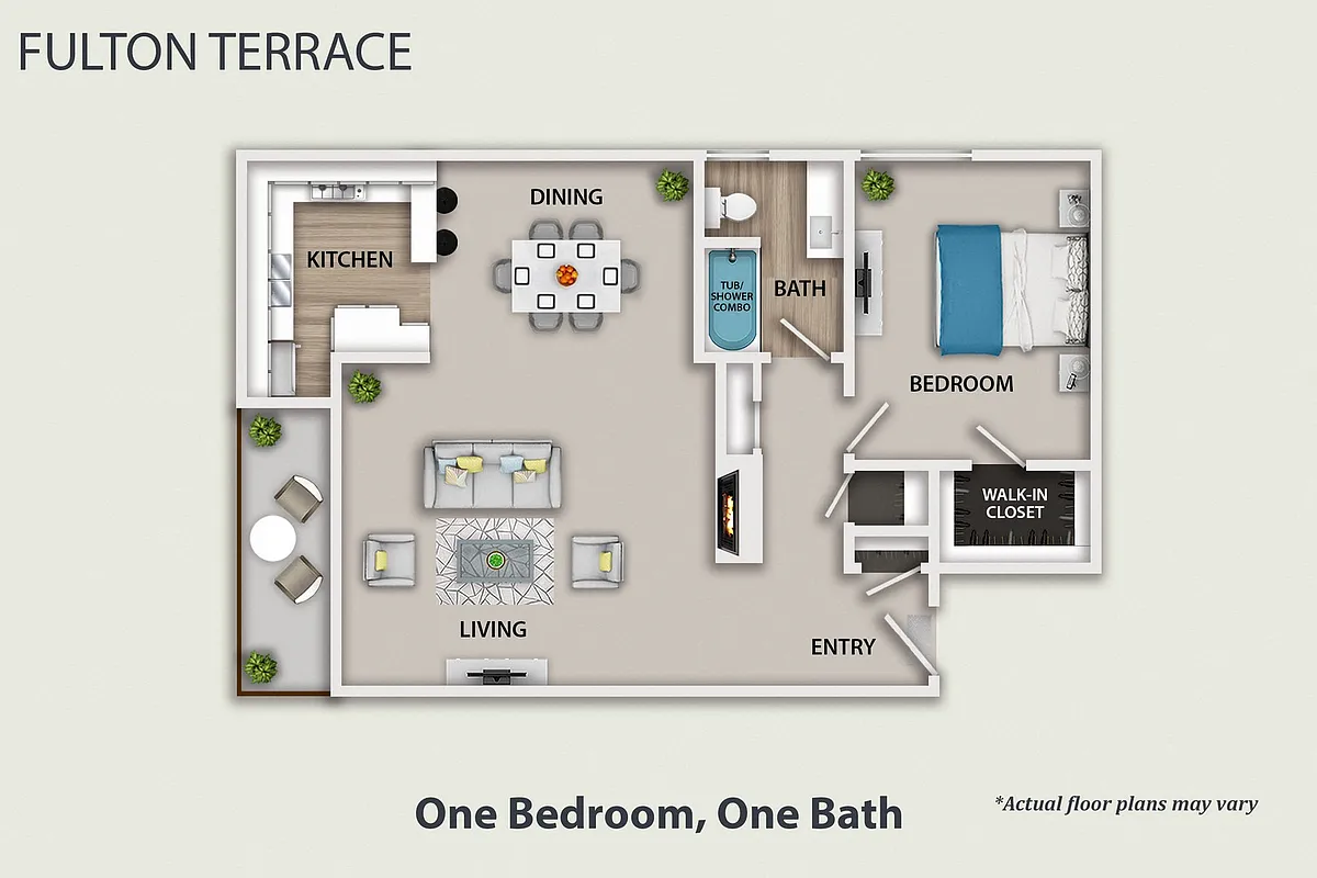 Floor plan One Bedroom, One Bath