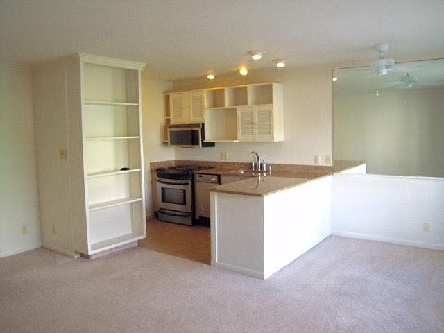 Kitchen opens onto the living room