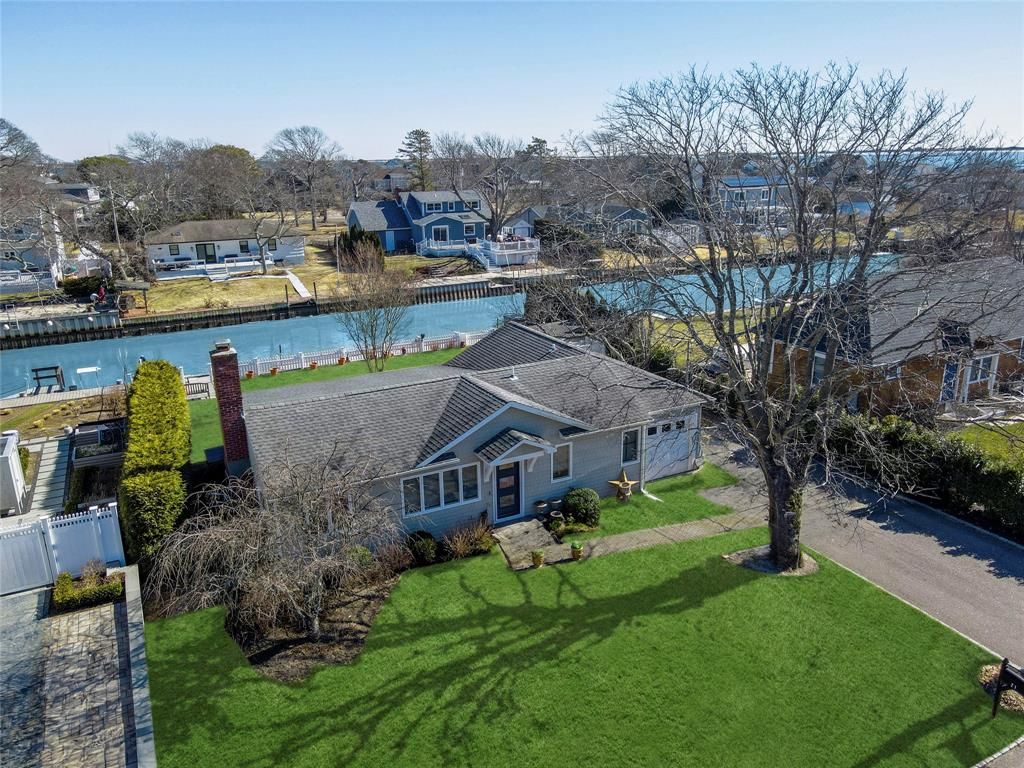  Birds eye view of property with a water view and a residential view