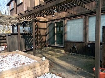Back patio, raised garden bed