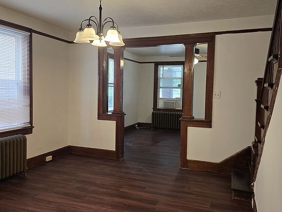 Dining room and living room.