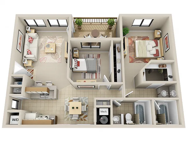 Floor plan 2 Bed 2 Bath