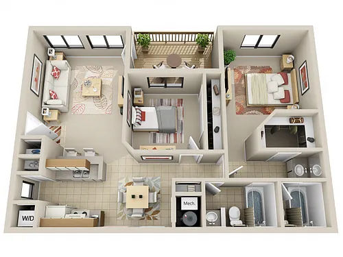 Floor plan 2 Bed 2 Bath