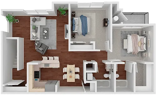 Floor plan 2 Bedroom 2 Bath