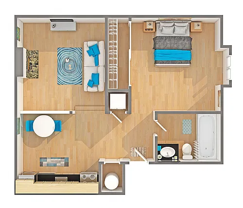 Floor plan 1 BR x 1 BA - A
