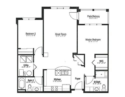 Floor plan 2 Bed/ 2 Bath