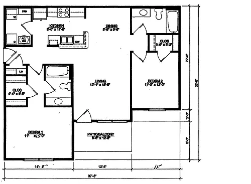 Floor plan 2 Bed, 2 Bath