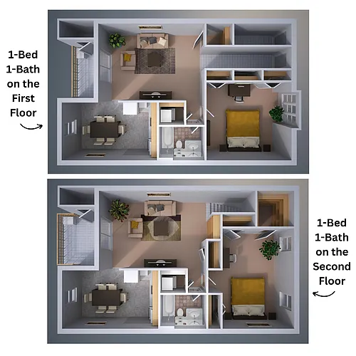 Floor plan One-Bedroom Fully Furnished Apartment