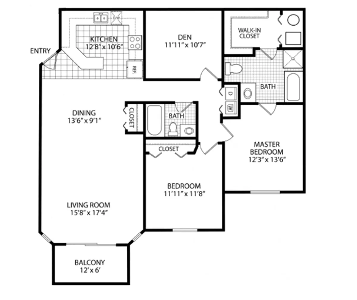 Floor plan 2 Bedroom with DEN