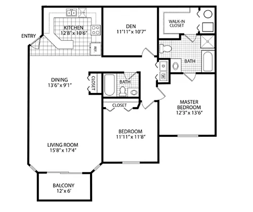 Floor plan 2 Bedroom with DEN