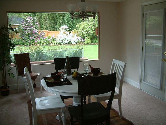 dining room with door to back deck